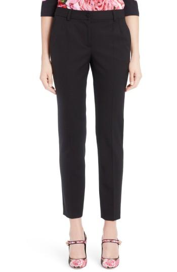 Women's Dolce & Gabbana Stretch Wool Slim Ankle Pants Us / 44 It - Black