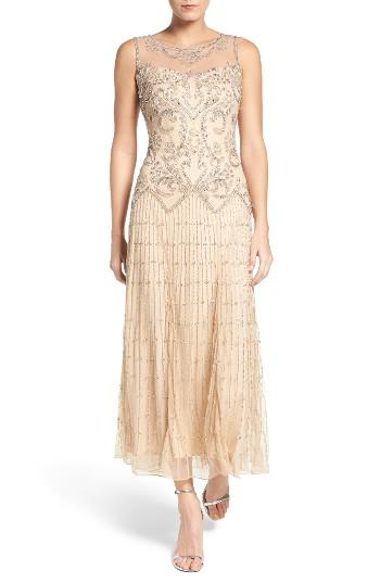 Women's Pisarro Nights Embellished Mesh Gown - Pink