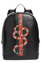 Men's Gucci Snake Print Leather Backpack - Black