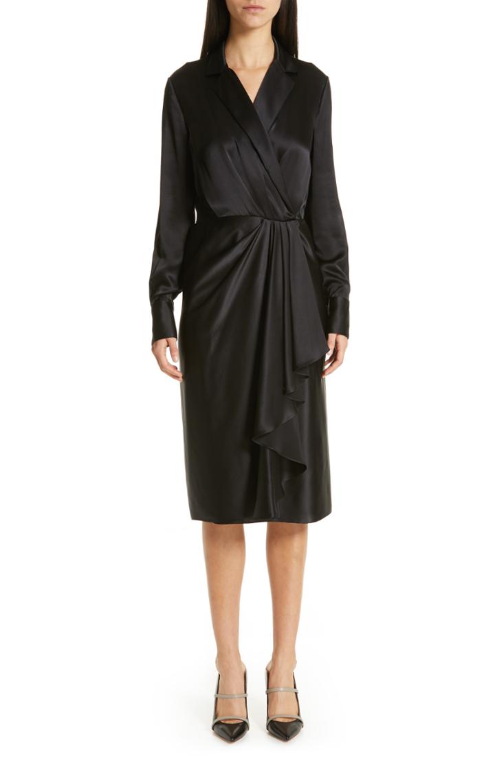 Women's Jason Wu Surplice Silk Charmeuse Dress - Black