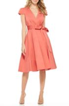 Women's Gal Meets Glam Collection Addison Cotton Fit & Flare Wrap Dress - Pink