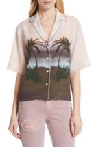 Women's Sandro Embellished Tropical Top - Pink