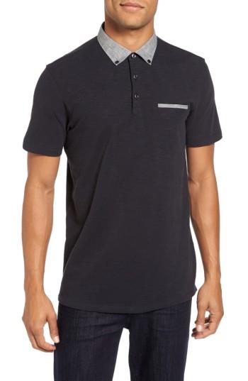 Men's Good Man Brand Peach Slub Jersey Polo - Black