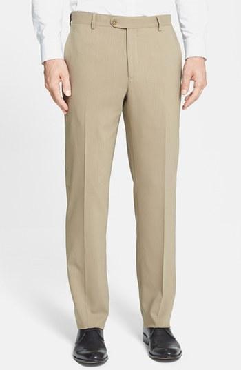 Santorelli Flat Front Travel Trousers Tan