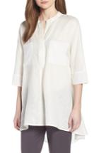 Women's Anne Klein Mixed Media Linen Tunic - White