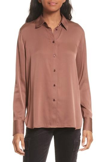 Women's Vince Slim Stretch Silk Blouse - Orange