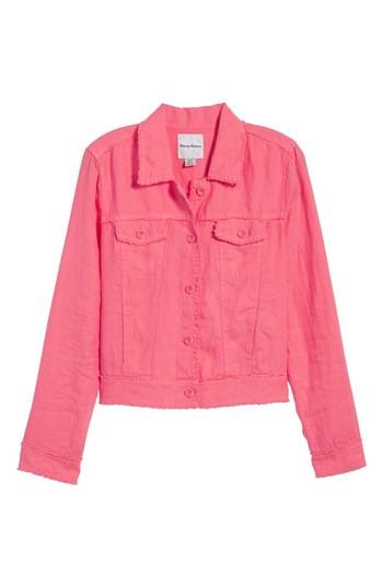 Women's Tommy Bahama 'two Palms' Linen Raw Edge Jacket - Pink