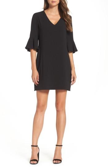 Women's Charles Henry Ruffle Sleeve Shift Dress - Black