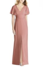 Women's Social Bridesmaids Split Sleeve Chiffon Gown - Pink