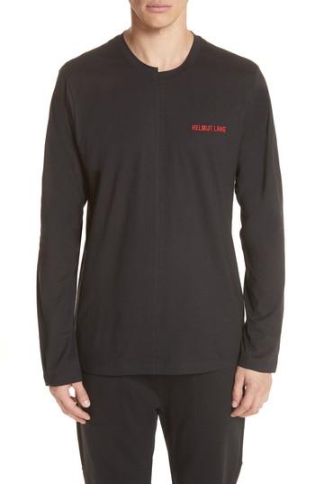 Men's Helmut Lang Cut Neck Long Sleeve T-shirt - Black