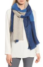 Women's Eileen Fisher Denim Colorblock Linen Scarf