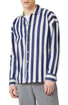Men's Topman Block Stripe Shirt - Blue