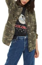 Women's Topshop Cleo Camo Shirt Jacket Us (fits Like 0) - Green
