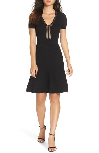 Women's French Connection Ellie Knits V-neck Fit & Flare Dress - Black