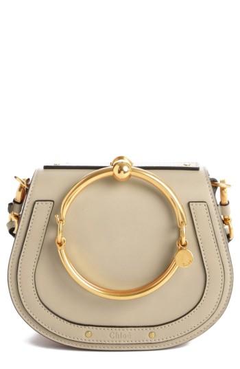 Chloe Small Nile Bracelet Leather Crossbody Bag - Grey