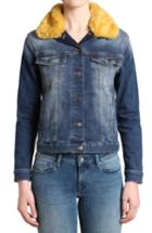 Women's Mavi Jeans Katy Faux Fur Collar Denim Jacket - Blue