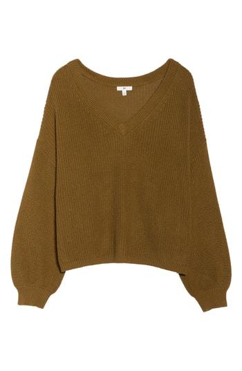 Women's Bp. V Neck Cotton Sweater - Green