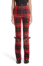 Women's Dilara Findikoglu Manson Tartan Plaid Wool Pants - Red