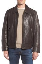 Men's Andrew Marc Morrison Spread Collar Leather Jacket - Brown