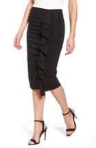 Women's Halogen Side Ruffle Pencil Skirt - Black