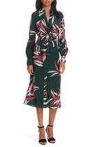 Women's Dvf Von Front Tie Silk Shirtdress - Black