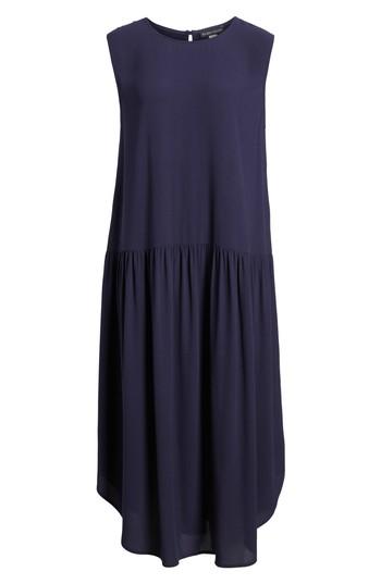 Women's Eileen Fisher Drop Waist Silk Midi Dress, Size - Purple