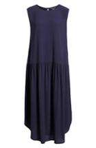 Women's Eileen Fisher Drop Waist Silk Midi Dress, Size - Purple