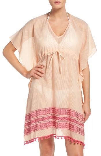 Women's Echo Pom Cover-up Caftan, Size - Orange