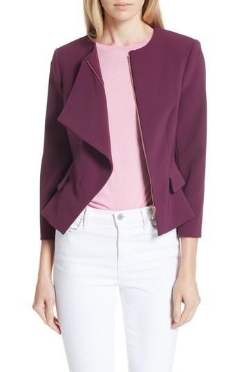 Women's Ted Baker London Ruffle Front Peplum Jacket - Purple