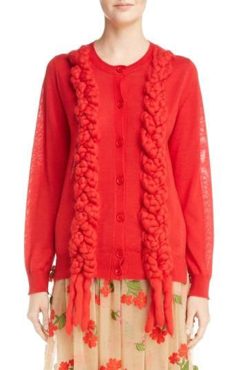 Women's Simone Rocha Felted Plait Merino, Silk & Cashmere Button Cardigan