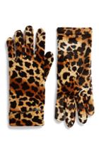 Women's Leith Leopard Print Velvet Gloves, Size - Brown