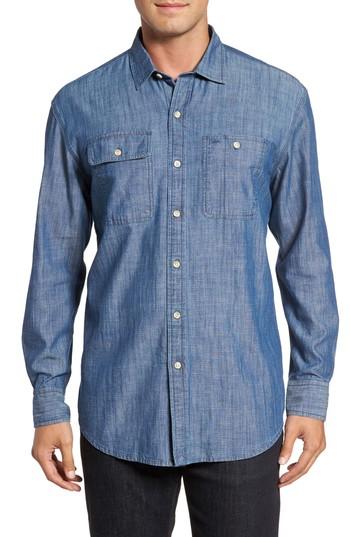 Men's Flynt Regular Denim Sport Shirt, Size - Blue