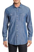Men's Flynt Regular Denim Sport Shirt, Size - Blue