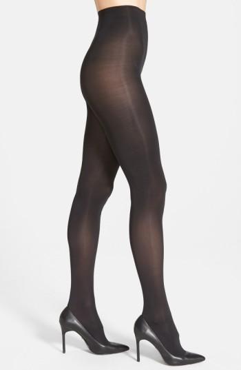 Women's Donna Karan 'evolution' Satin Jersey Tights, Size - Black