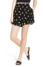 Women's Bp. Floral Print Pleated Shorts, Size - Black
