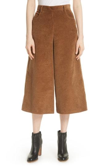Women's See By Chloe Corduroy Wide Leg Crop Pants Us / 34 Fr - Brown