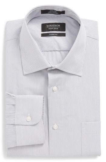 Men's Nordstrom Men's Shop Classic Fit Non-iron Stripe Dress Shirt .5 32 - Grey