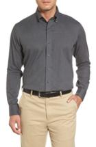 Men's Peter Millar Regular Fit Melange Herringbone Sport Shirt, Size - Grey
