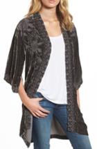 Women's Johnny Was Parina Embroidered Velvet Kimono - Grey