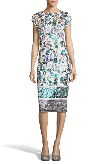 Women's Eci Metallic Foil Print Sheath Dress - White