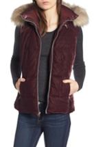 Women's Andrew Marc Val Velvet Vest With Faux Fur Trim