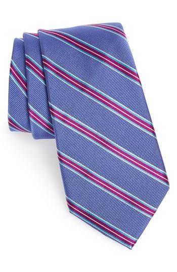 Men's Nordstrom Men's Shop Chester Stripe Silk Tie, Size - Blue