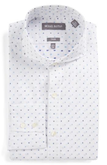 Men's Michael Bastian Trim Fit Graphic Dobby Dress Shirt R - White