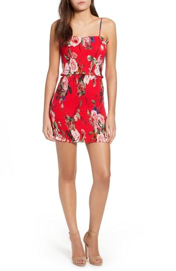 Women's Afrm Owen Smocked Minidress - Red
