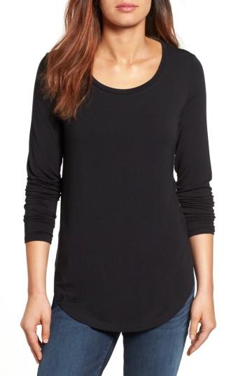 Petite Women's Halogen Long Sleeve Knit Tunic P - Black