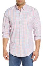 Men's Southern Tide Market Square Regular Fit Stretch Check Sport Shirt, Size - Orange
