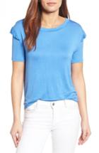 Women's Halogen Ruffle Trim Short Sleeve Tee - Blue