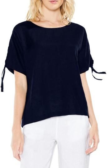 Women's Two By Vince Camuto Drop Shoulder Lace-up Sleeve Linen Top - Blue