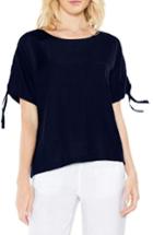 Women's Two By Vince Camuto Drop Shoulder Lace-up Sleeve Linen Top - Blue