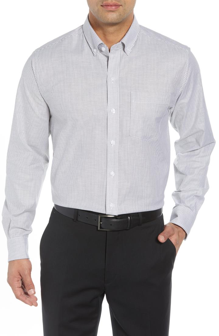 Men's Cutter & Buck Regular Fit Stripe Stretch Oxford Shirt - Grey
